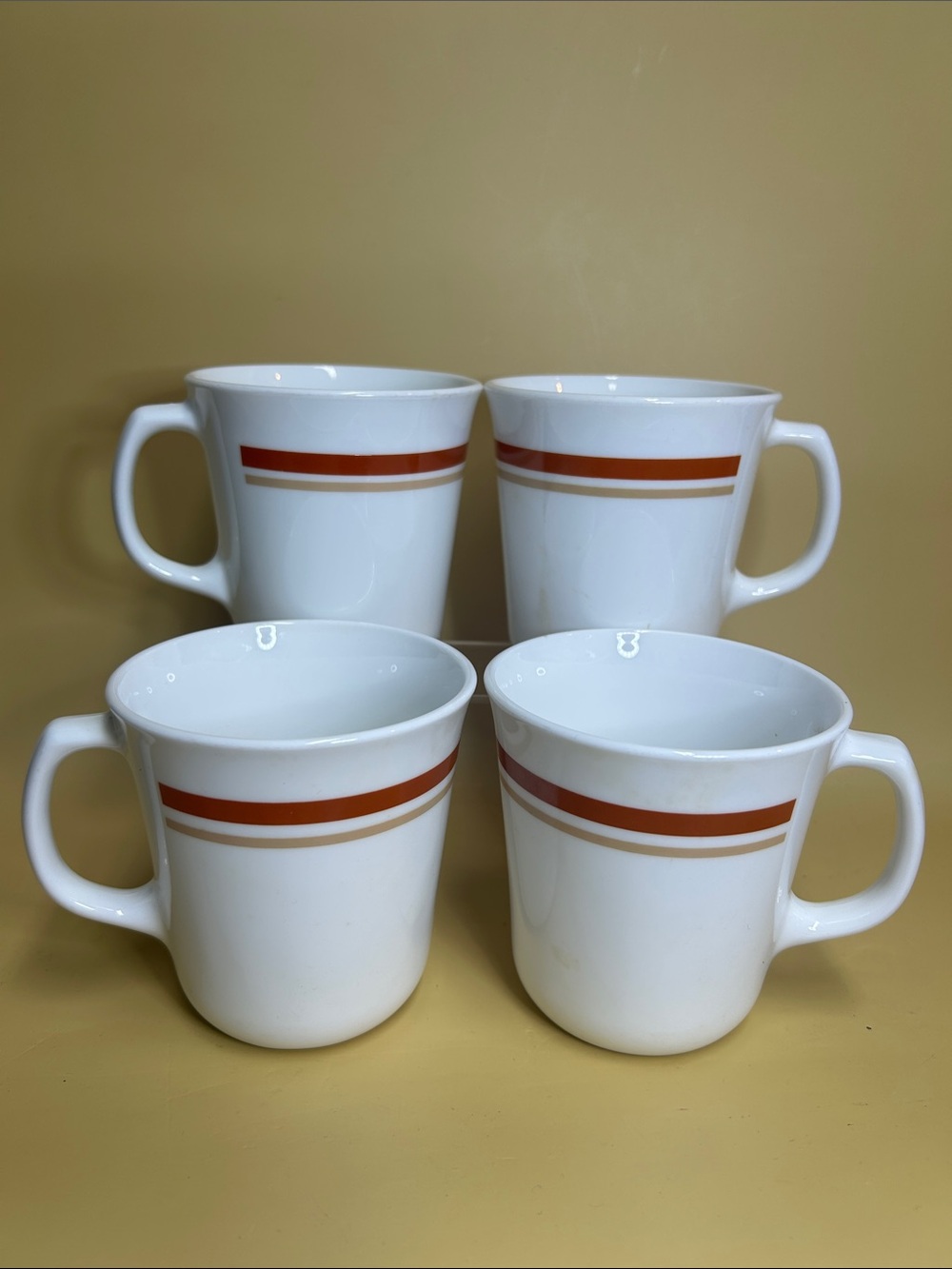 Corelle Corning Ware Cinnamon Chestnut Brown D Handle coffee tea mug cup 4 pcs